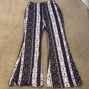 SHEIN Black and White Patterned Flare Pants